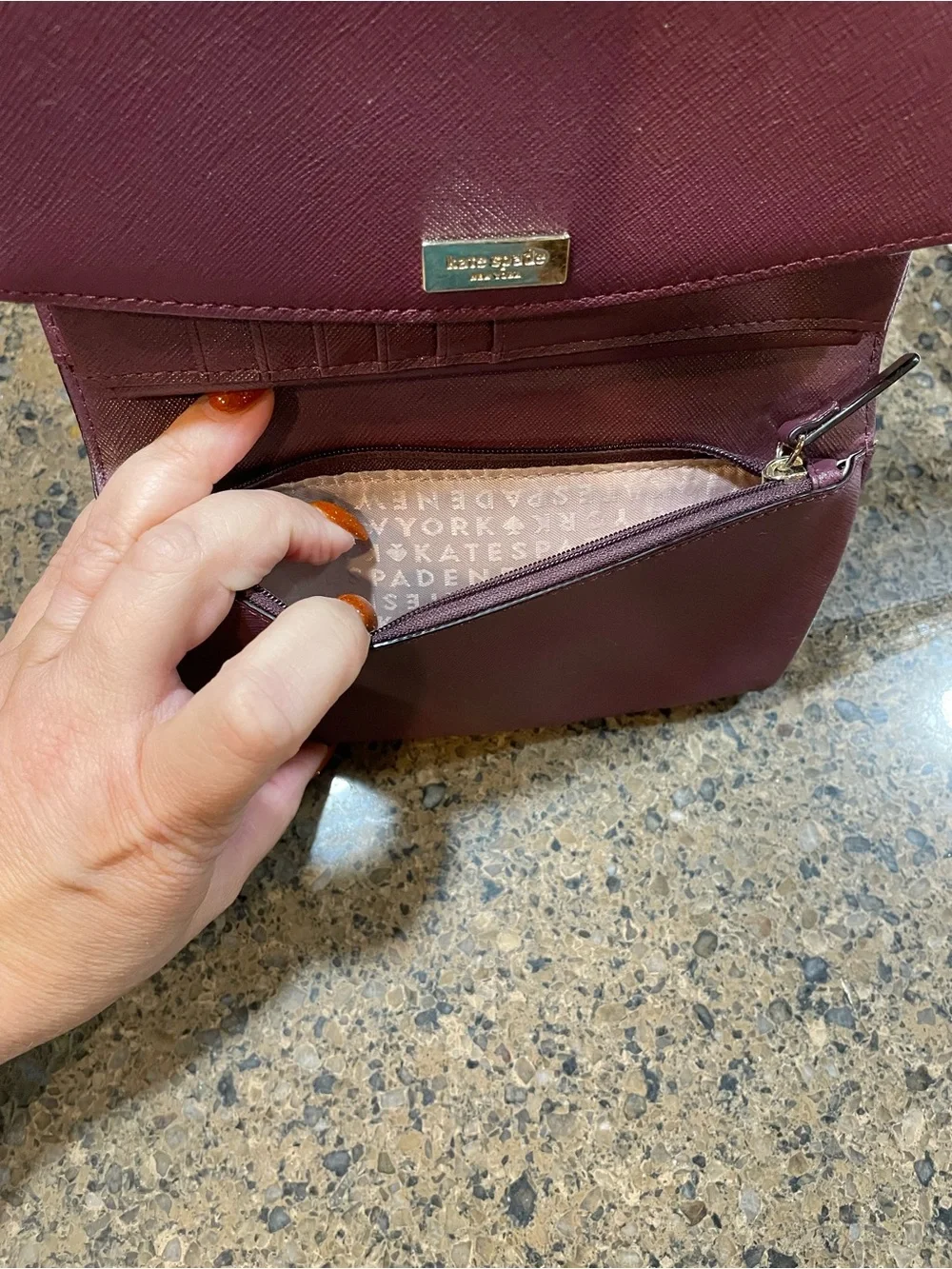 Kate Spade New York Laurel Way Winni Chocolate Cherry Crossbody Wallet Bag
